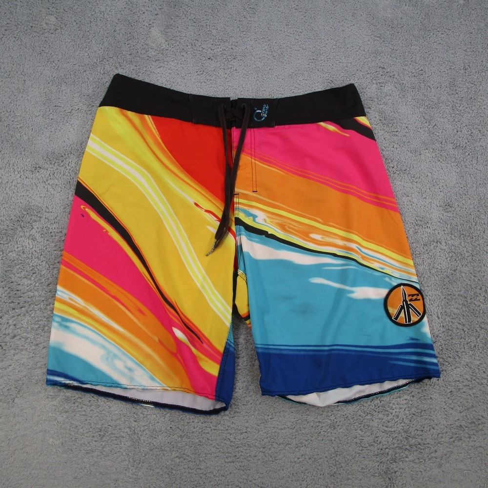 Billabong Platinum X Stretch Board Shorts Mens 34 Multi Color Swirl Surf Trunks